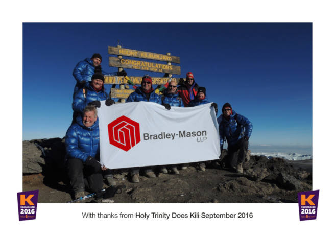 Bradley-Mason LLP Commercial surveyor sponsoring kilimanjaro team