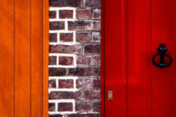 Close up on red and orange door